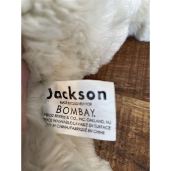 Russ JACKSON SHAGGY CREAM WHITE TEDDY BEAR Bombay Stores STUFFED PLUSH TOY Cute - Picture 5 of 7